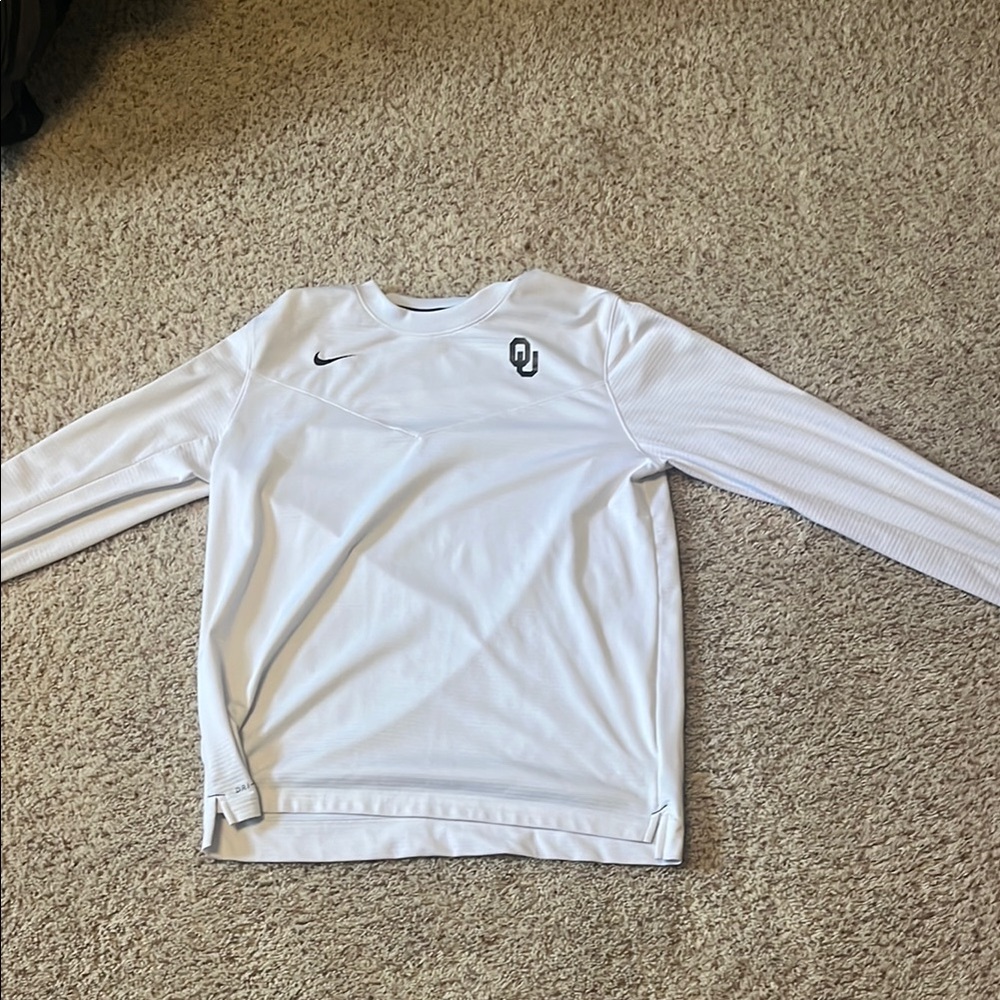 Nike White Long Sleeve OU crew neck shirt